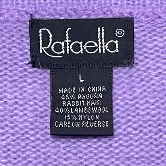 Angora Rabbit Hair/Lambswool Blend Lavender Sweater - Sz L - Picture 3 of 11